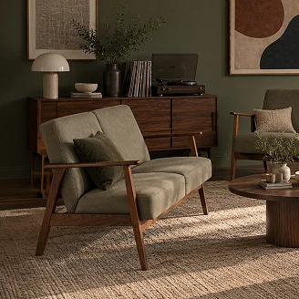 Sofa Genox Oliven, Mørk Valnød 77x120 cm
