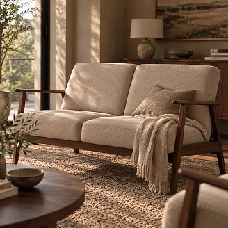 Sofa Genox Beige, Mørk Valnød 77x120 cm