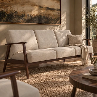 Sofa Genox Beige, Mørk Valnød 77x175 cm
