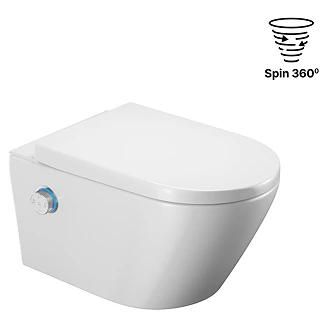 Douchetoilet Neron Spin 360 Hvid Blank med Hvirvelskyl og Drejeknap Krom Blank