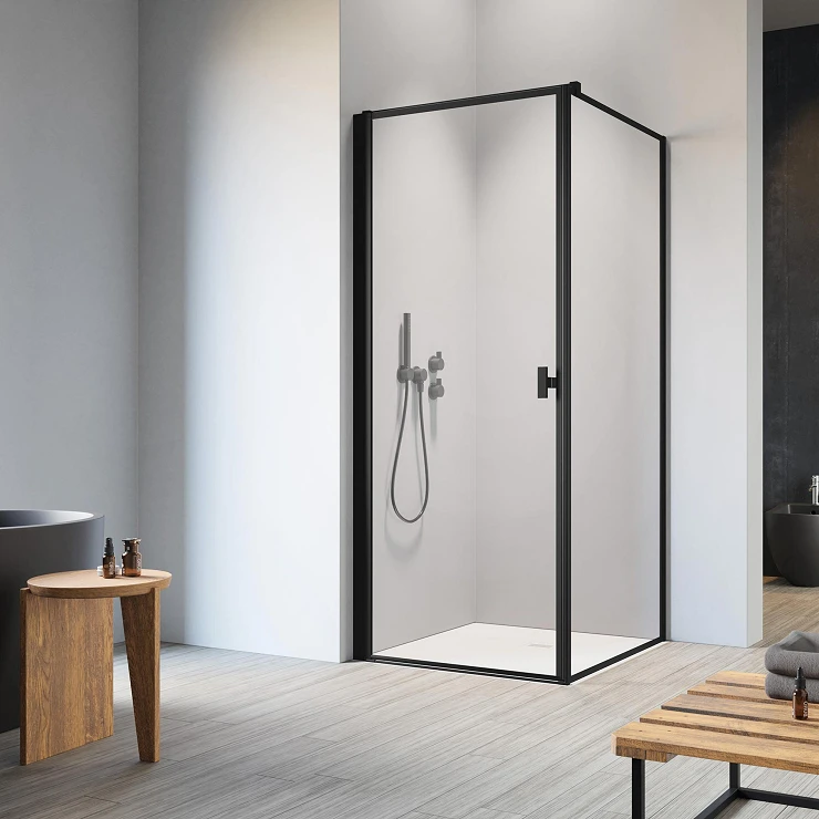 Radaway Brusehjørne Nes Svingbar 1 Dør 80x80 cm Sort Matt Venstre