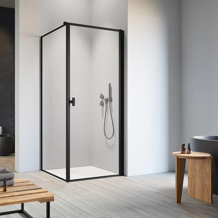 Radaway Brusehjørne Nes Svingbar 1 Dør 80x80 cm Sort Matt Højre