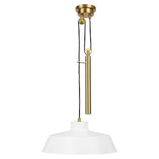 Feiss Hængende Lampe Candor Mat Hvid, Messing