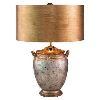 Flambeau Bordlampe Jackson Beta Antikiserat Sølv, Guldblad