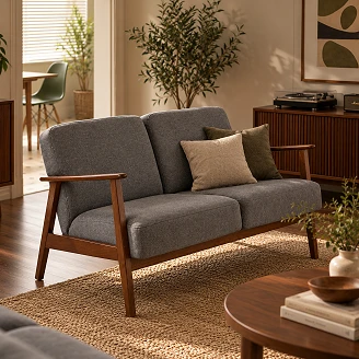 Sofa Genox Grå, Mørk Valnød 77x120 cm