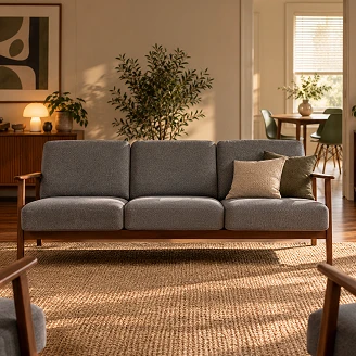 Sofa Genox Grå, Mørk Valnød 77x175 cm