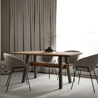 Spisebord Livora Flagstaff Dark, Sort 90x160 cm