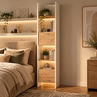 Lenart Bogreol Bed Concept Hvid, Artisan Eg 44x218 cm